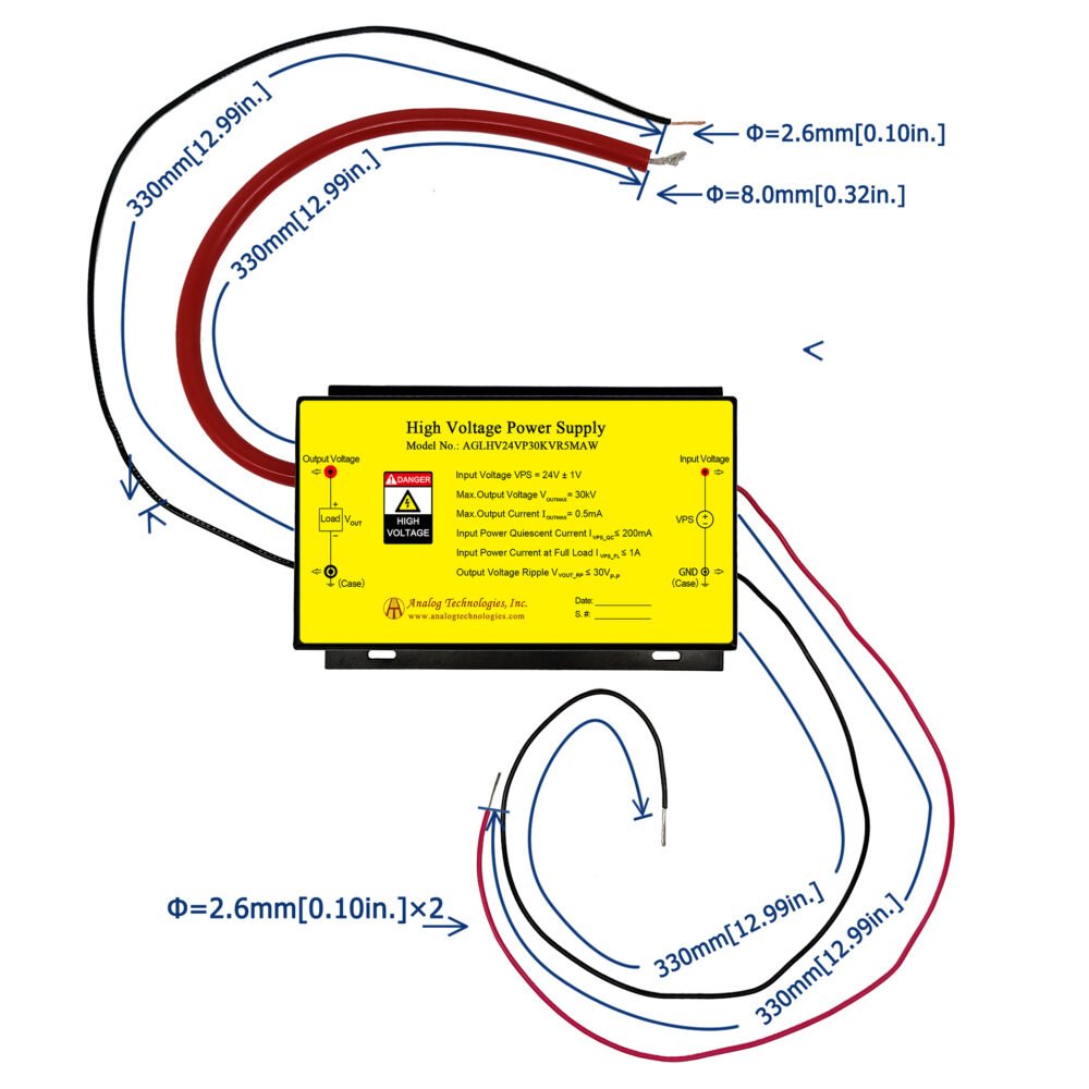 AGLHV24VP30KVR5MAW 30kV 0.5mA DC DC HV Power Supply (24V Input)