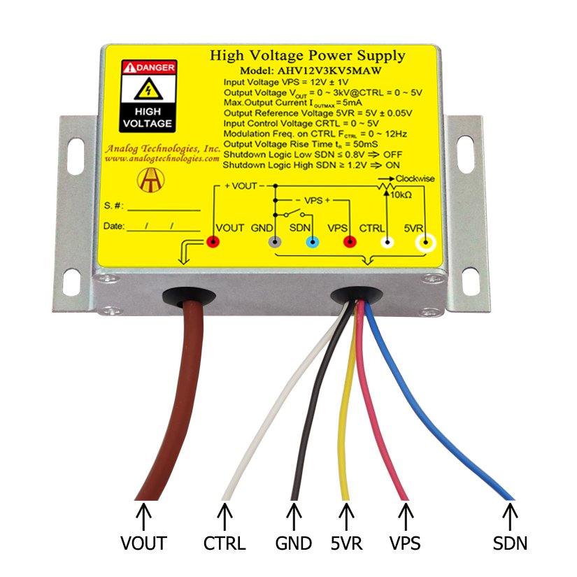 AHV12V3KV5MAW 3kV 5mA DC DC HV Power Supply (12V Input)