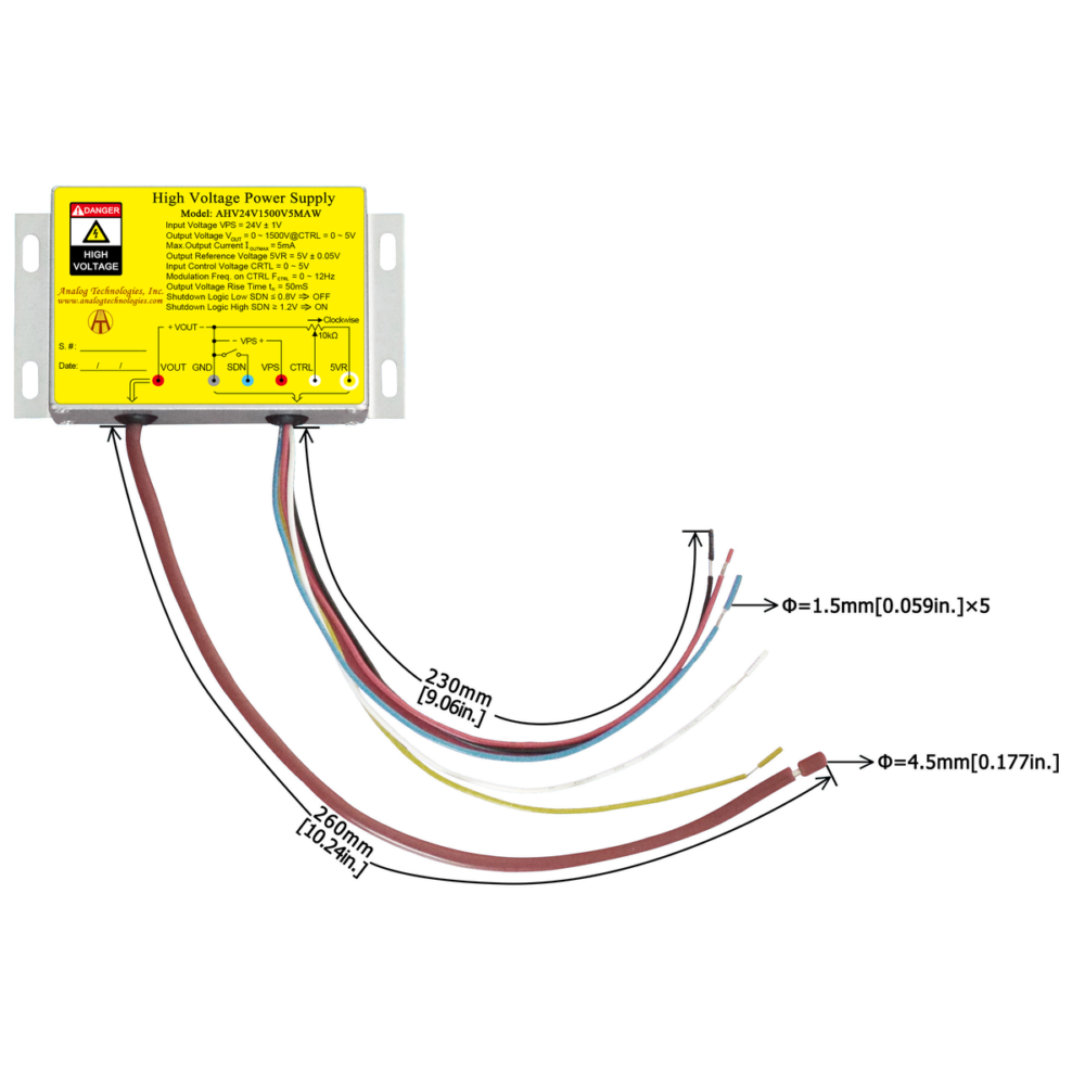 AHV24V1500V5MAW 1500V 5mA DC DC HV Power Supply (24V Input)