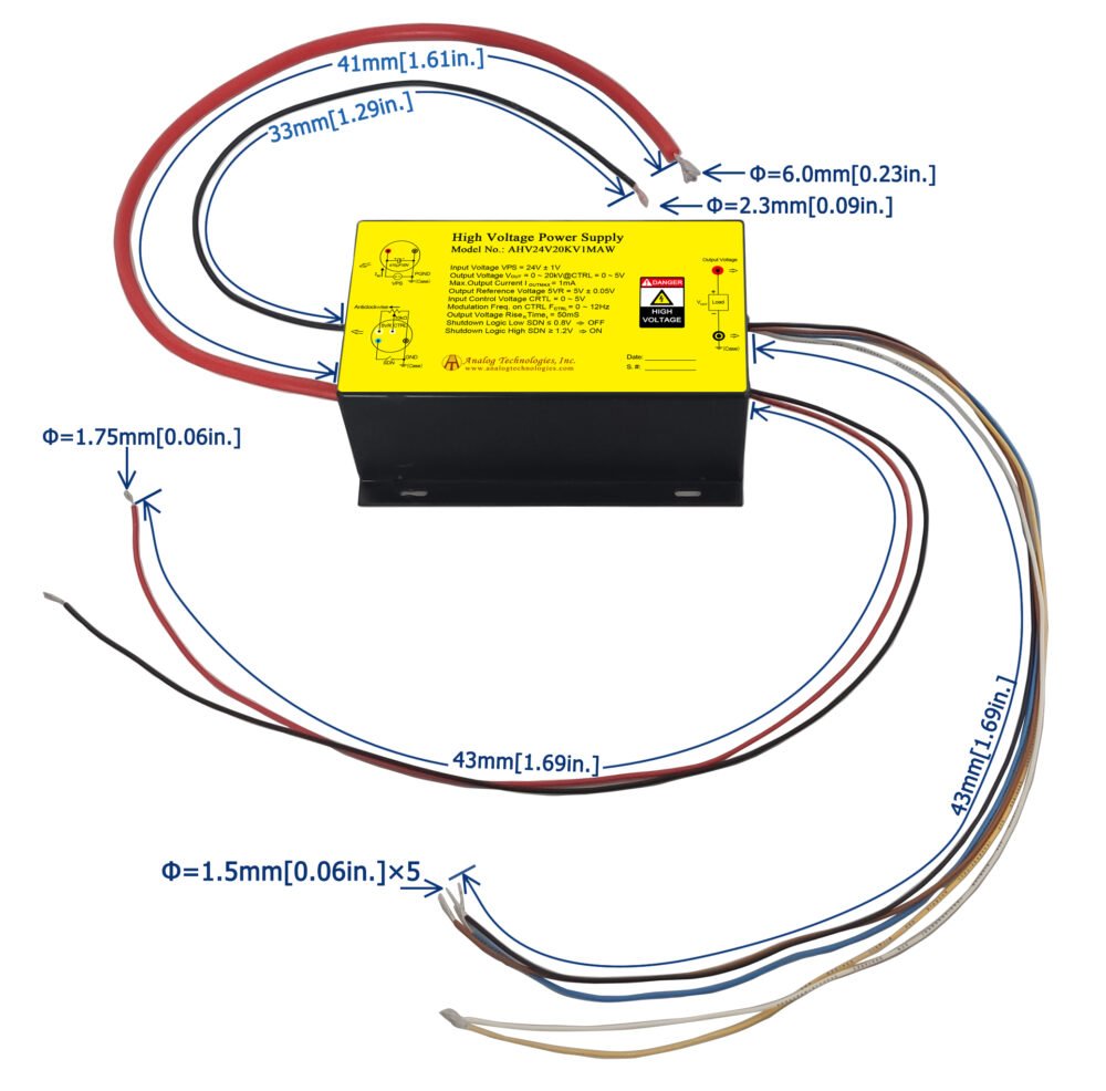 AHV24V20KV1MAW 20kV 1mA DC DC HV Power Supply (24V Input)