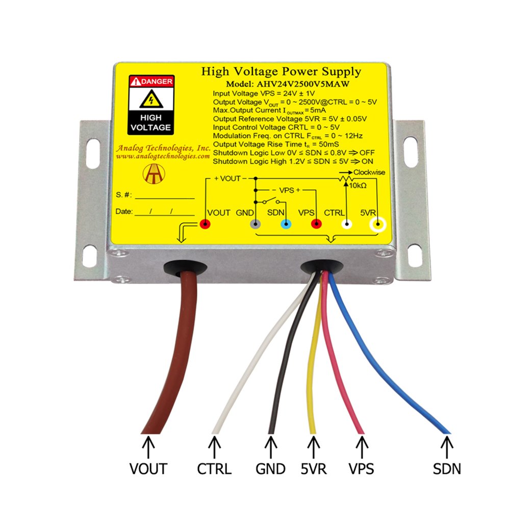AHV24V2500V5MAW 2500V 5mA DC DC HV Power Supply (24V Input)