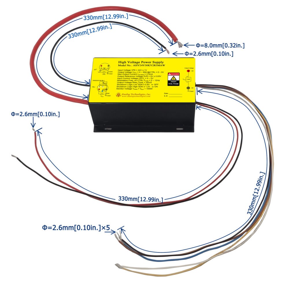 AHV24V30KV2R5MAW 30kV 2.5mA DC DC HV Power Supply (24V Input)