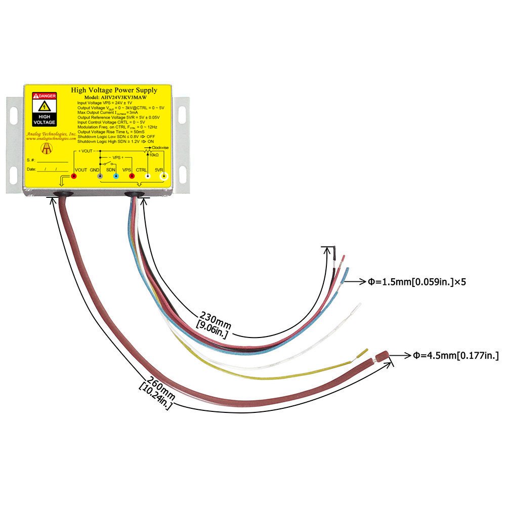 AHV24V3KV5MAW 3kV 5mA DC DC HV Power Supply (24V Input)