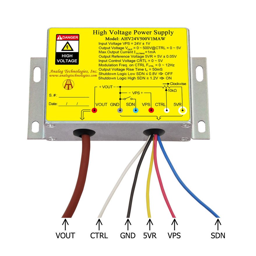 AHV24V500V1MAW 500V 1mA DC DC HV Power Supply (24V Input)