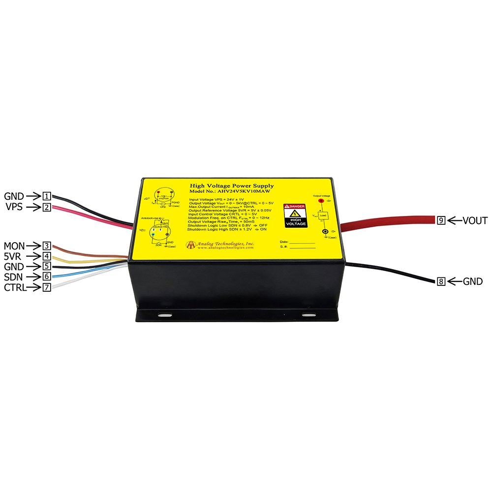 AHV24V5KV10MAW 5kV 10mA DC DC HV Power Supply (24V Input)