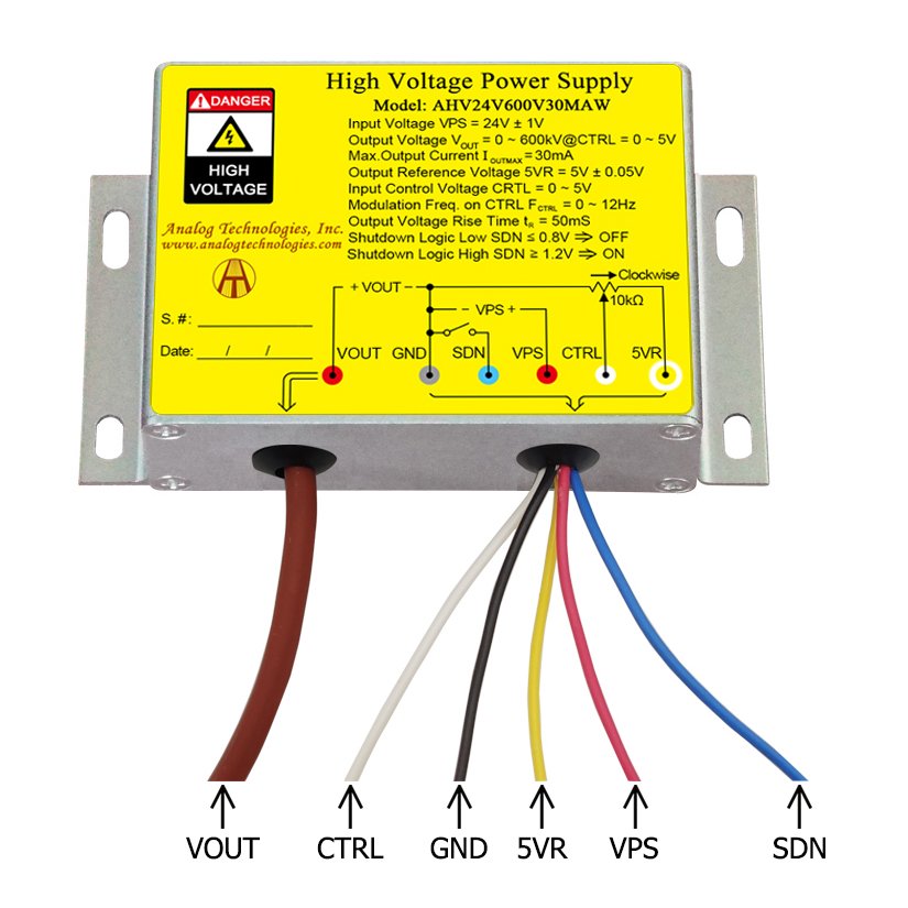 AHV24V600V30MAW 600V 30mA DC DC HV Power Supply (24V Input)