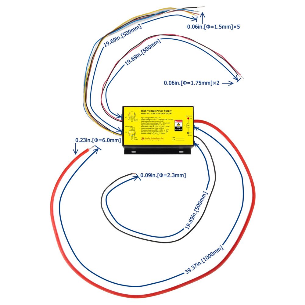 AHV24VN10KV5MAW &minus;10kV 5mA DC DC HV Power Supply (24V Input)