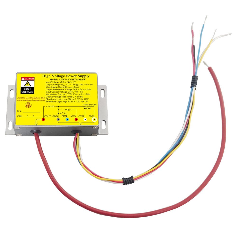 AHV24VN1KV5MAW &minus;1kV 5mA DC DC HV Power Supply (24V Input)