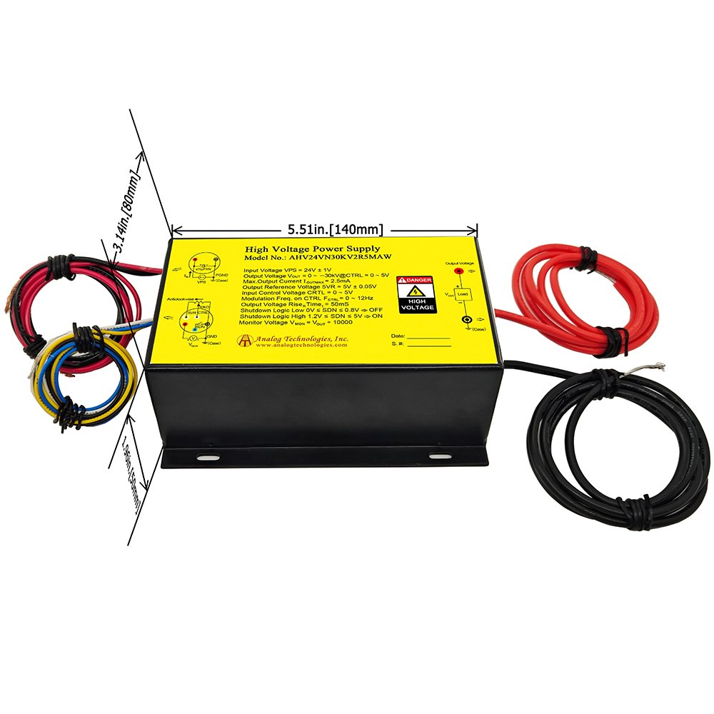 AHV24VN30KV2R5MAW &minus;30kV 2.5mA DC DC HV Power Supply (24V Input)