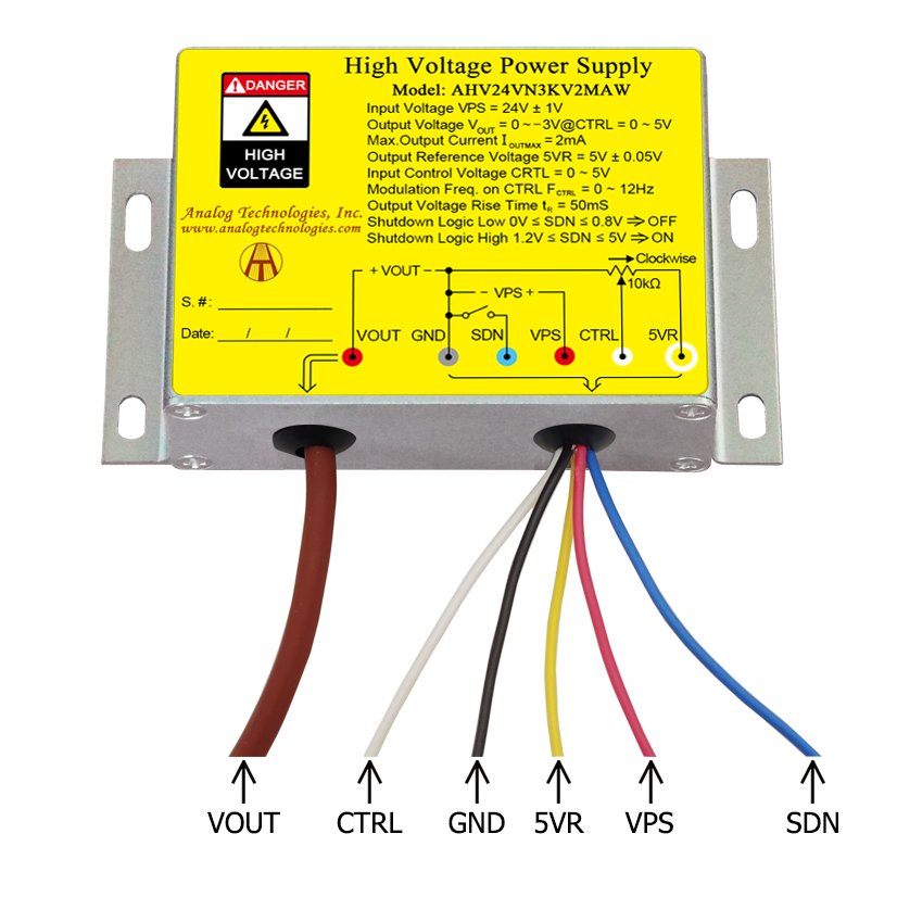 AHV24VN3KV2MAW &minus;3kV 2mA DC DC HV Power Supply (24V Input)