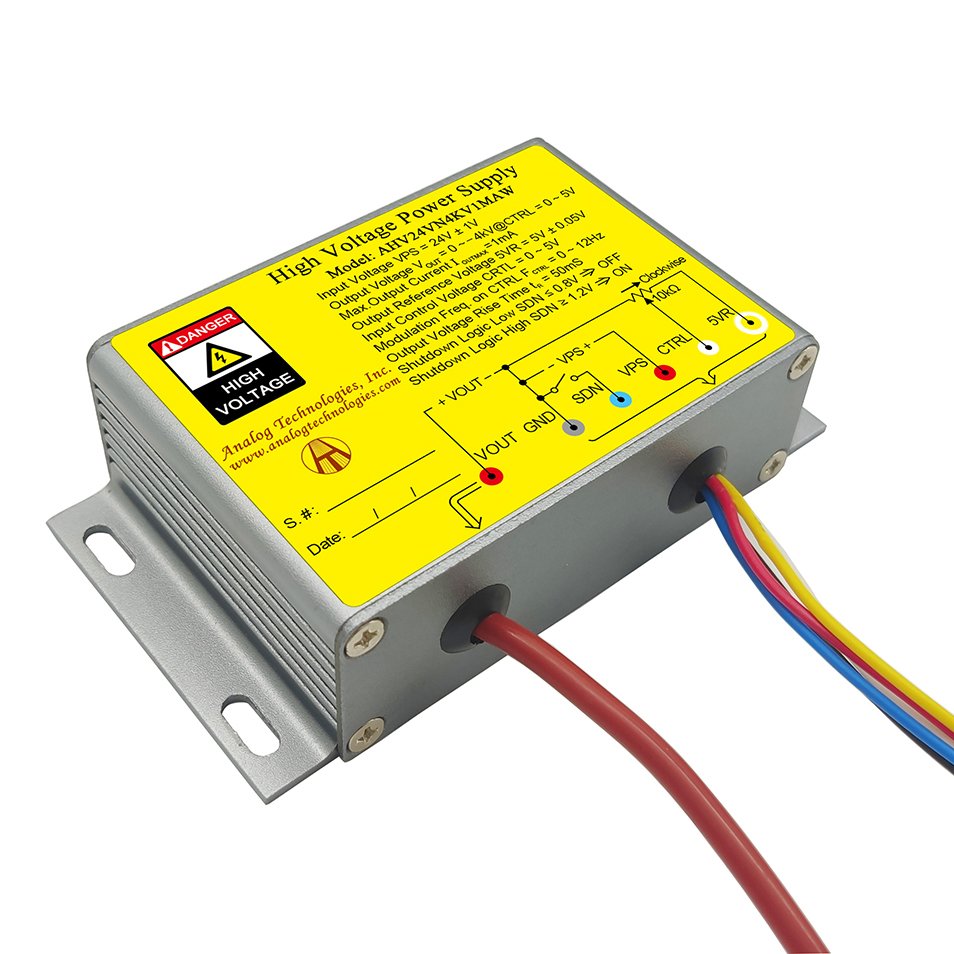 AHV24VN4KV1MAW &minus;4kV 1mA DC DC HV Power Supply (24V Input)