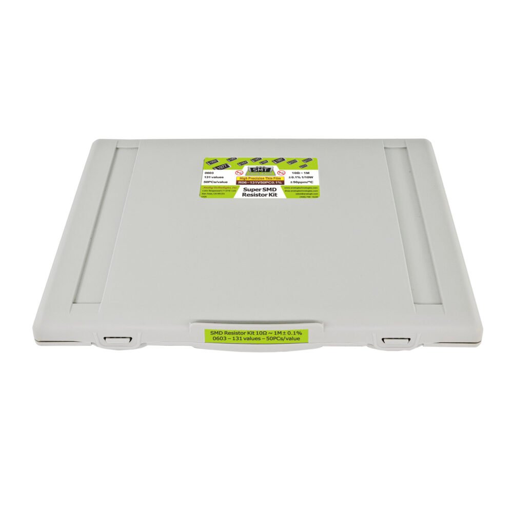 R06-131V 0603 0.1% SMD resistor kit, 131 values, 50 pieces per value