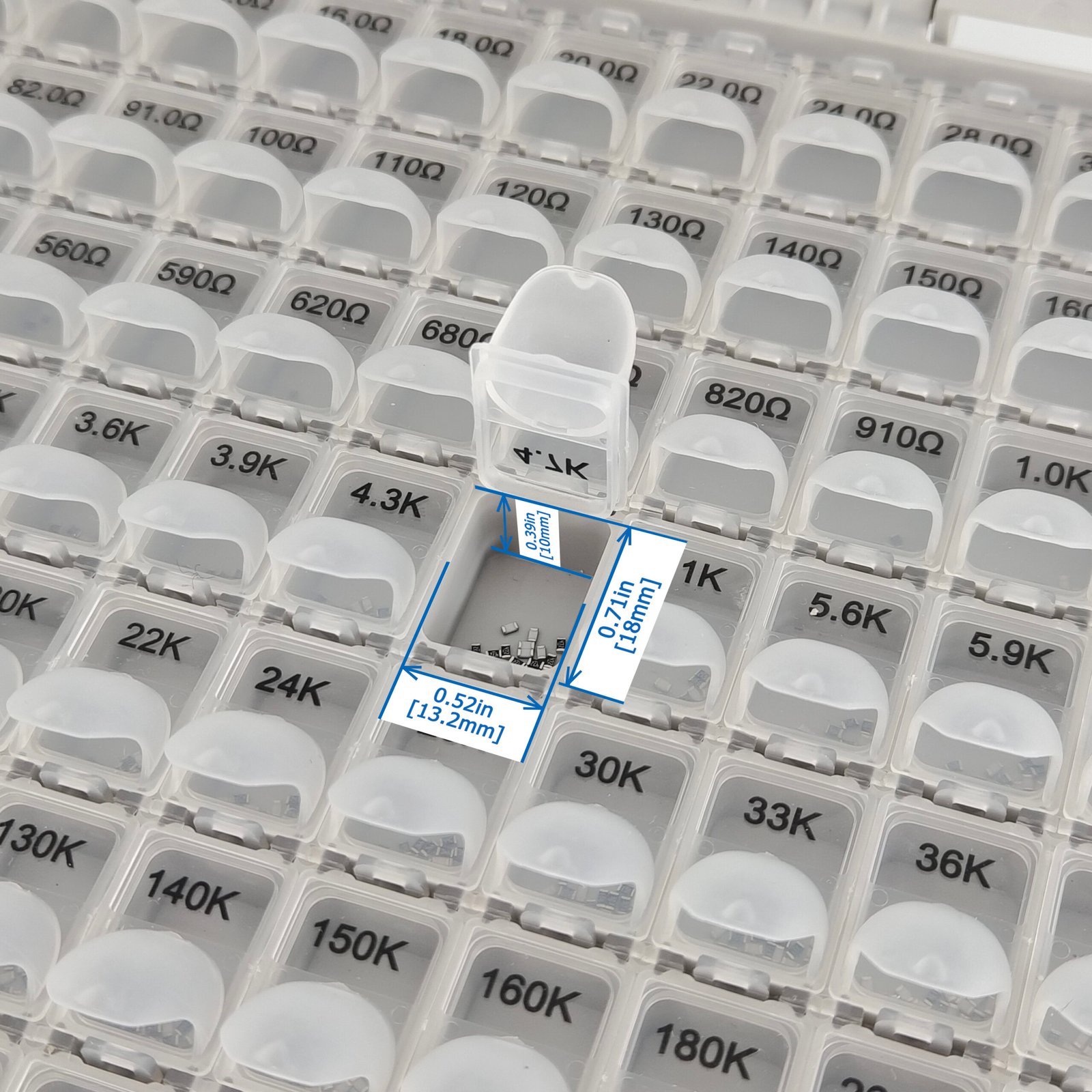 SK200 storage bin size diagram showing compartment dimensions