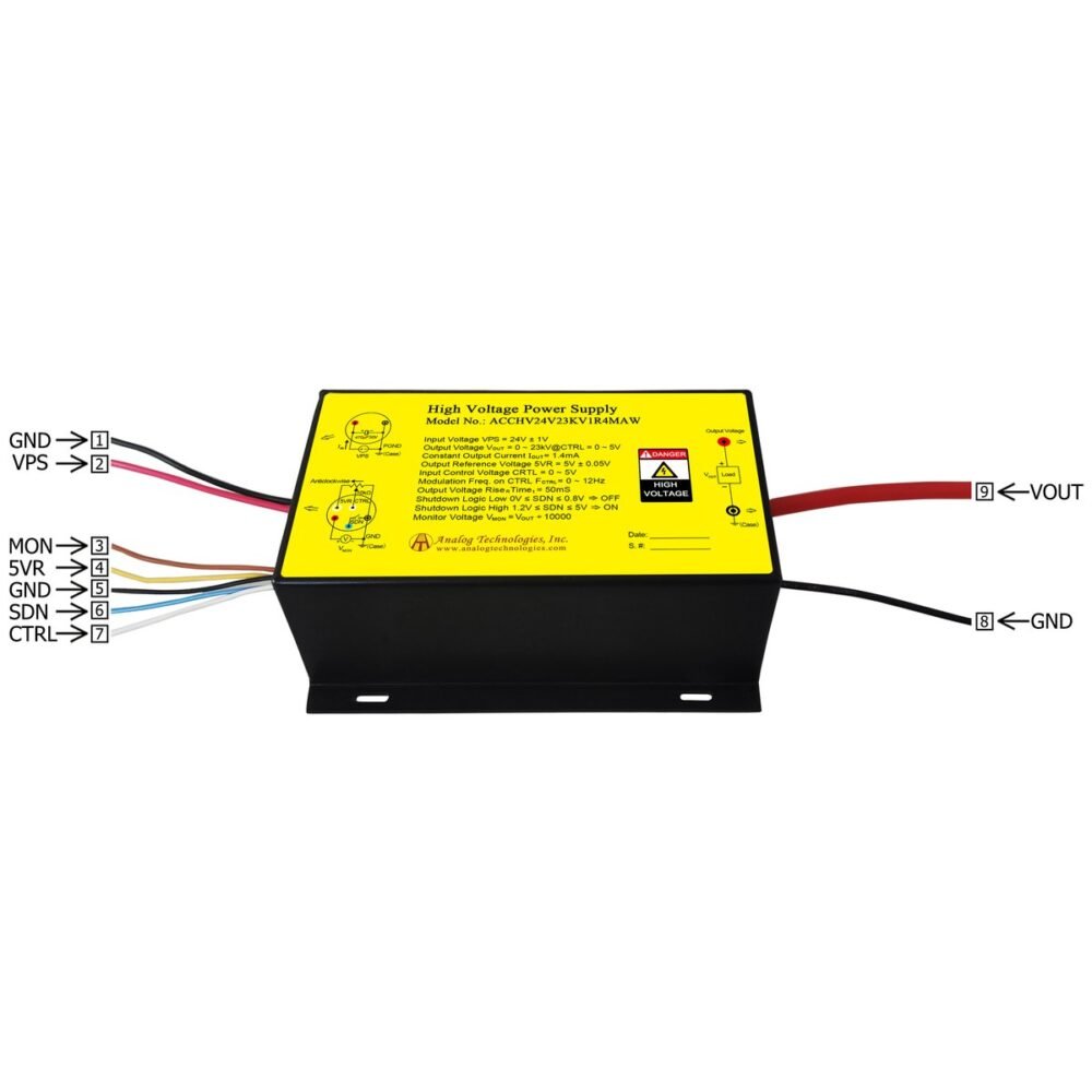ACCHV24V23KV1R4MAW 0 to 23kV 1.4mA HV Power Supply (24V Input)
