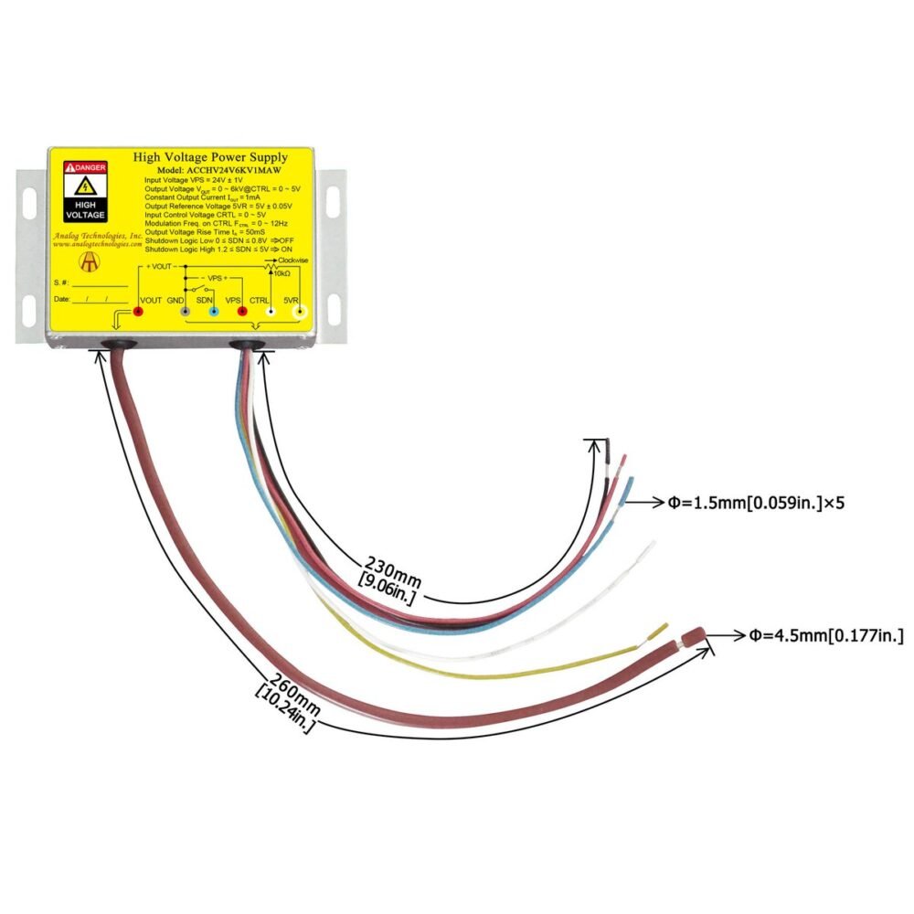 ACCHV24V6KV1MAW 0 to 6kV 1mA HV Power Supply (24V Input)