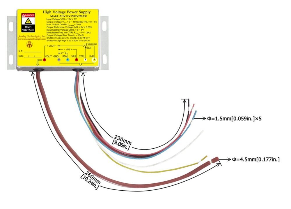 AHV12V1500V2MAW 1500V 2mA DC DC HV Power Supply (12V Input)