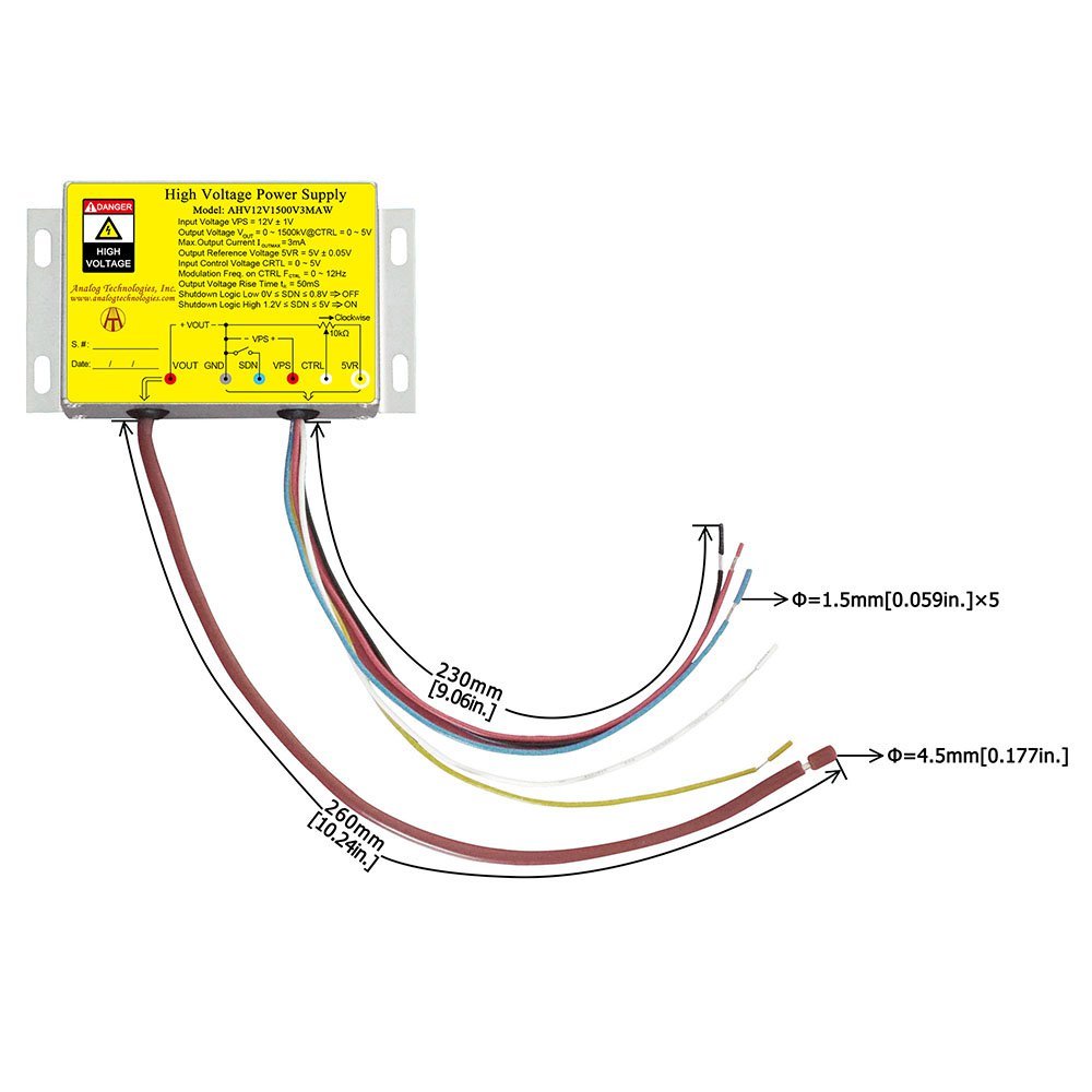 AHV12V1500V3MAW 1500V 3mA DC DC HV Power Supply (12V Input)