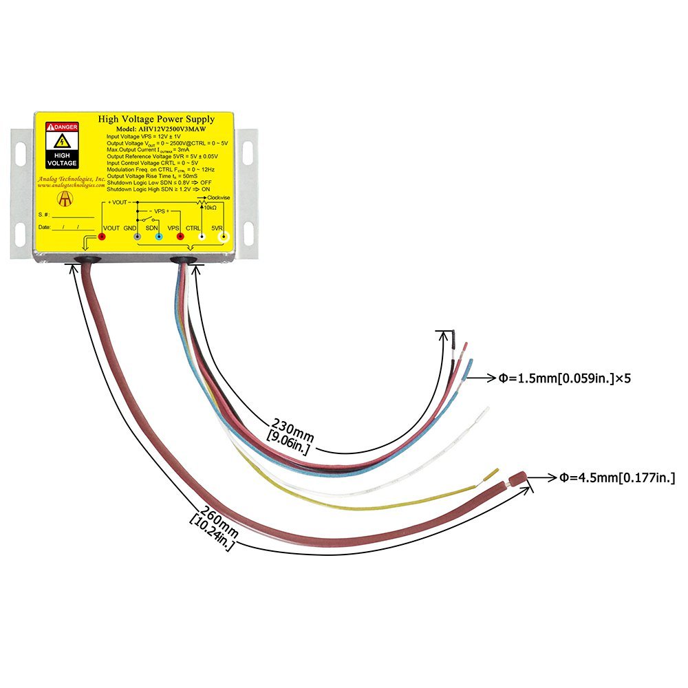 AHV12V2500V3MAW 2500V 3mA DC DC HV Power Supply (12V Input)
