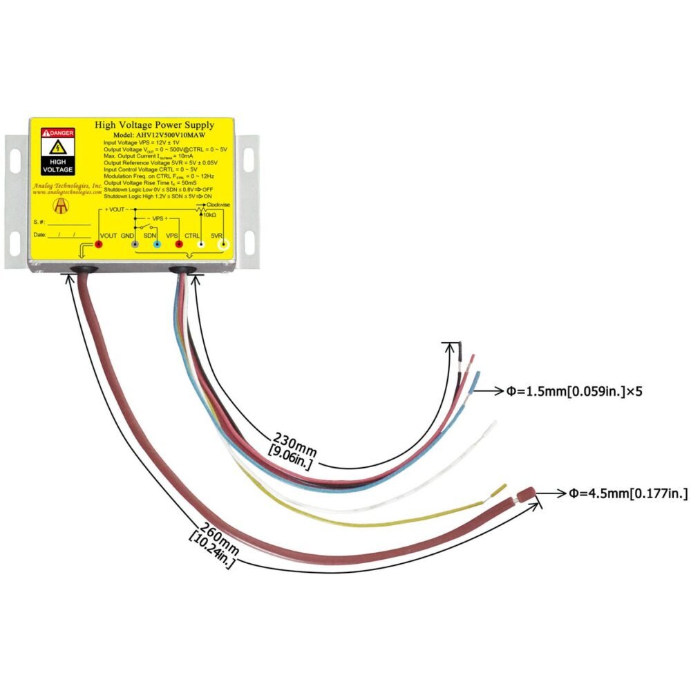AHV12V500V10MAW 500V 10mA DC DC HV Power Supply (12V Input)