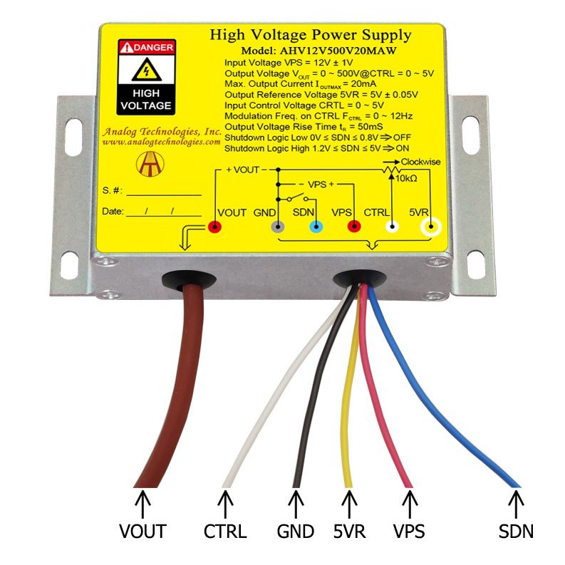 AHV12V500V20MAW 500V 20mA DC DC HV Power Supply (12V Input)