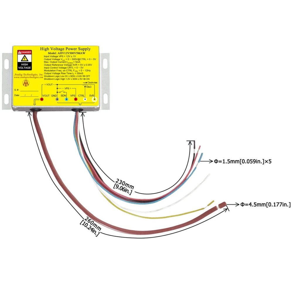 AHV12V500V5MAW 500V 5mA DC DC HV Power Supply (12V Input)