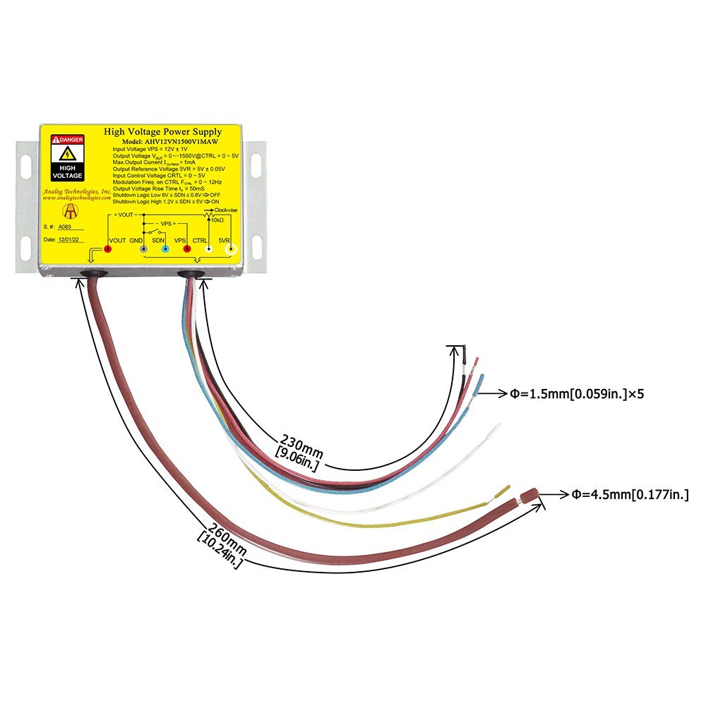 AHV12VN1500V1MAW &minus;1500V 1mA DC DC HV Power Supply (12V Input)