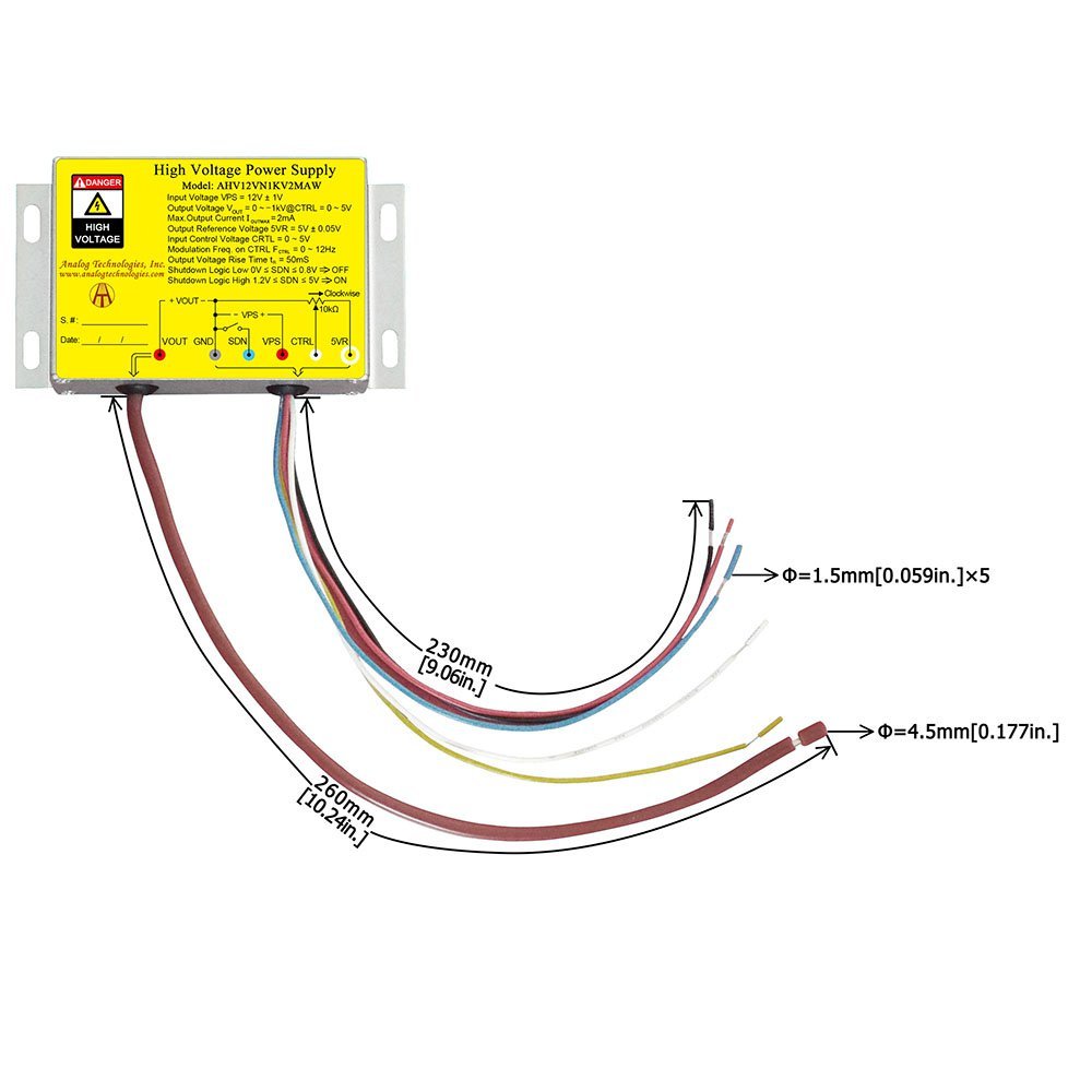 AHV12VN1KV2MAW &minus;1kV 2mA DC DC HV Power Supply (12V Input)