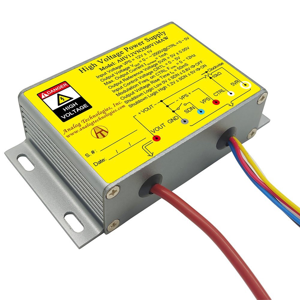 AHV12VN2500V1MAW &minus;2500V 1mA DC DC HV Power Supply (12V Input)