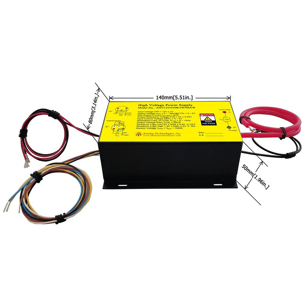 AHV12VN30KVR5MAW &minus;30kV 0.5mA DC DC HV Power Supply (12V Input)