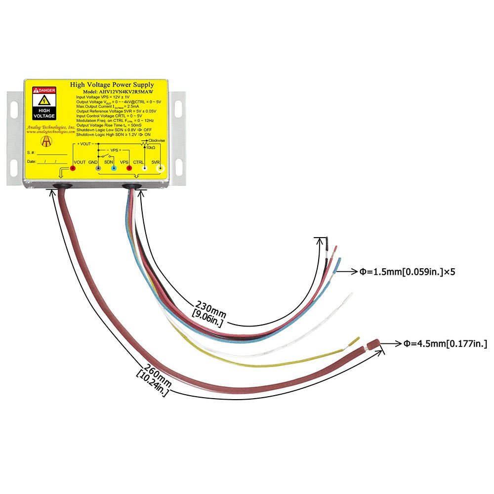 AHV12VN4KV2R5MAW &minus;4kV 2.5mA DC DC HV Power Supply (12V Input)
