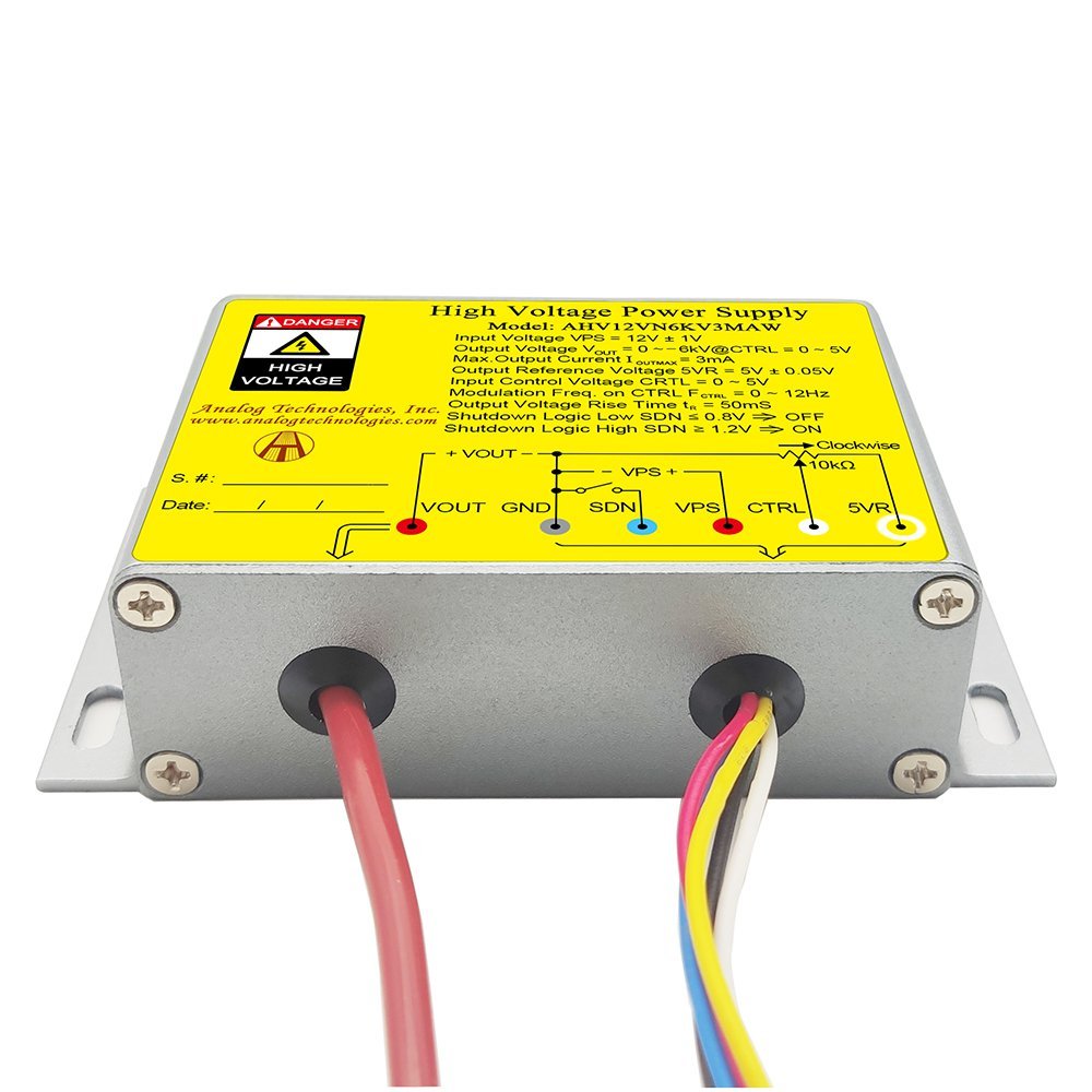 AHV12VN6KV3MAW &minus;6kV 3mA DC DC HV Power Supply (12V Input)