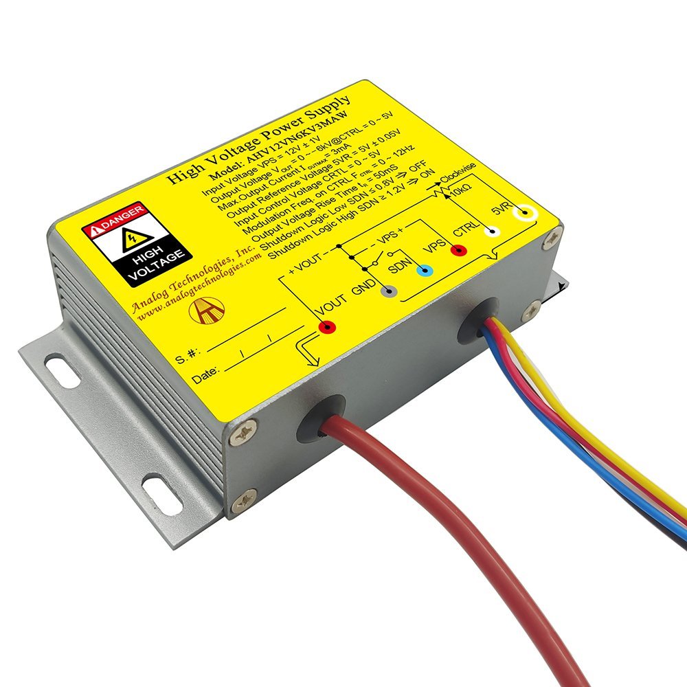 AHV12VN6KV3MAW &minus;6kV 3mA DC DC HV Power Supply (12V Input)