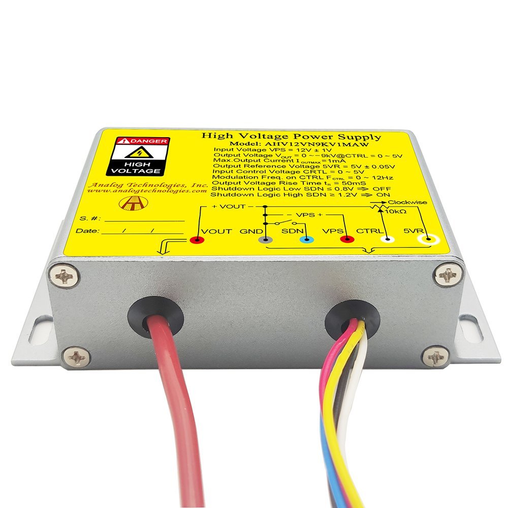 AHV12VN9KV1MAW &minus;9kV 1mA DC DC HV Power Supply (12V Input)