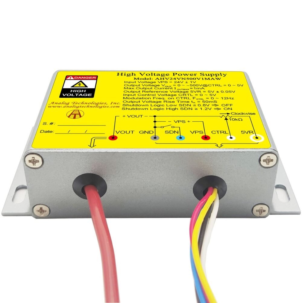 AHV24VN500V1MAW &minus;500V 1mA DC DC HV Power Supply (24V Input)
