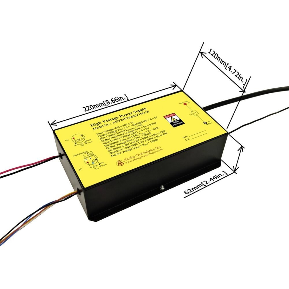 AHV24VN60KV1MAW &minus;60kV 1mA DC DC HV Power Supply (24V Input)